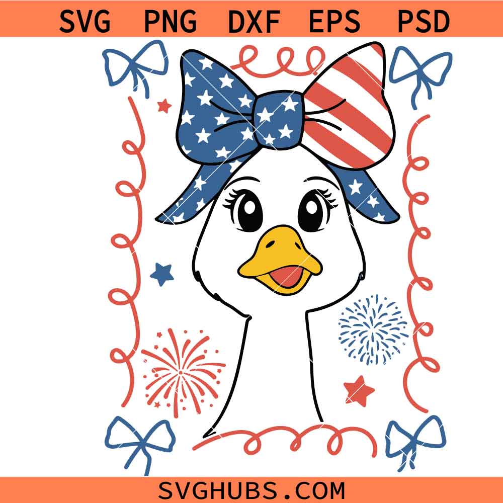 Patriotic Goose SVG PNG, America Coquette svg, 4th of July svg