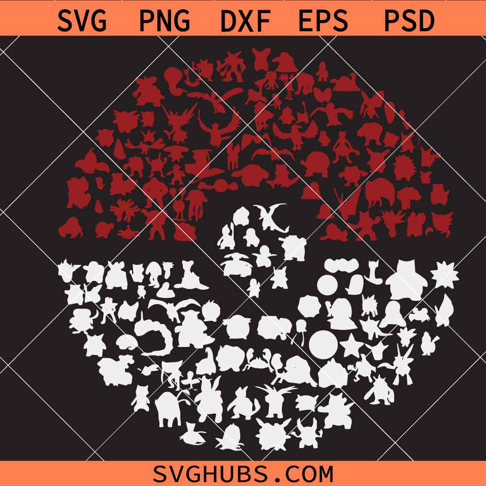 Pokemon 1st Gen Poke Ball Svg Png, 151 Monsters Svg Png