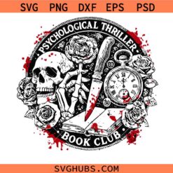 Psychological Thriller Book Club svg, Retro Book design Bookish svg, Halloween Vintage Book Lover svg