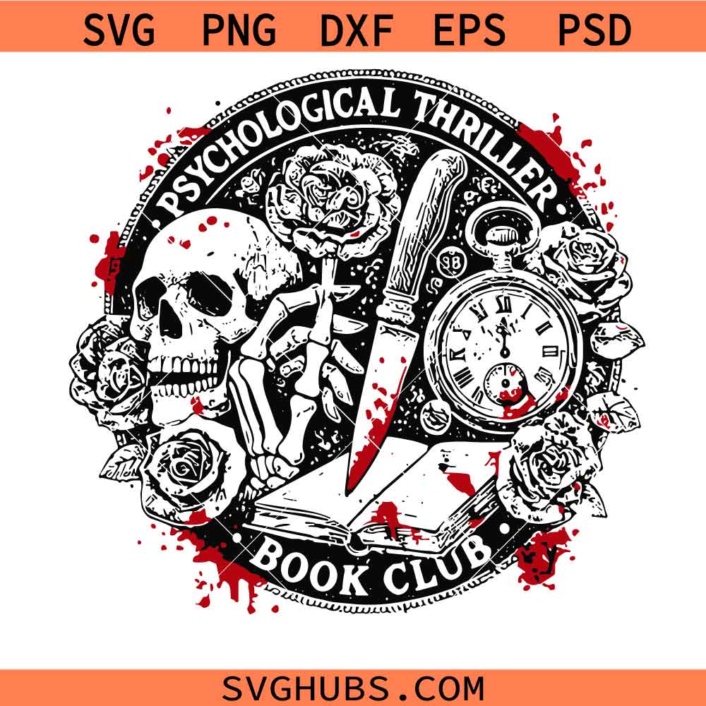 Psychological Thriller Book Club svg, Retro Book design Bookish svg, Halloween Vintage Book Lover svg