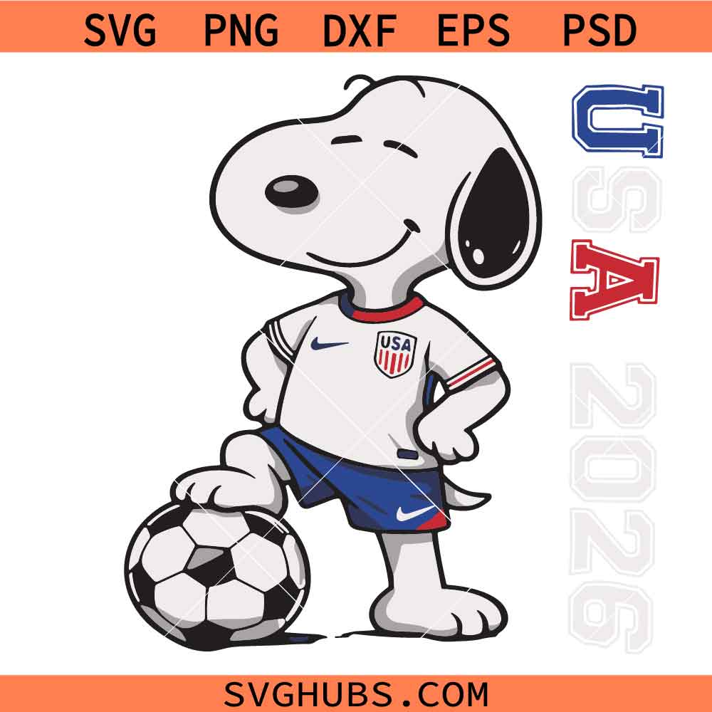 Soccer Snoopy PNG SVG, USA World Cup 2026 svg, World Cup 2026 svg