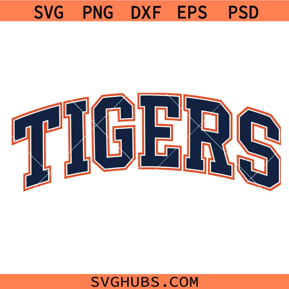 Tigers Arched Varsity Letters SVG, Tigers Mascot SVG, School Spirit SVG