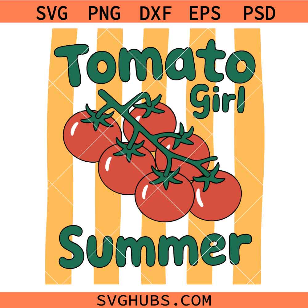 Tomato Girl Summer svg, Trendy Cottagecore Vibe svg, Retro Stripe Tomato svg, Summer Vibe svg