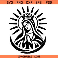 Virgin Mary praying Svg Png, Our Lady of Guadalupe Svg Png, Religious Christian Svg Png