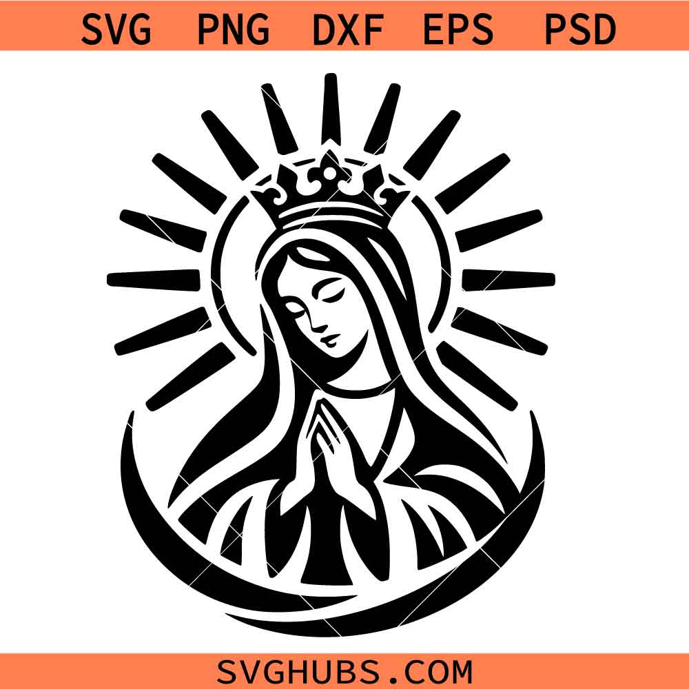 Virgin Mary praying Svg Png, Our Lady of Guadalupe Svg Png, Religious Christian Svg Png