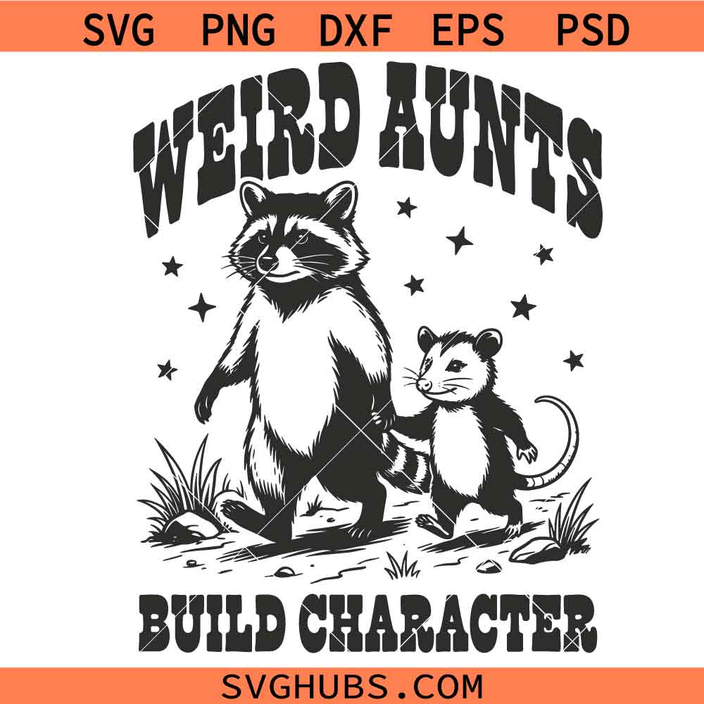 Weird Aunts Build Character Svg Png, Sarcastic Raccoon Svg Png, Aunt Humor Svg Png, Mother’s Day Svg Png