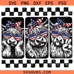 4th of July Highland Cow SVG, Cow July 4th America Svg, Patriotic Cow SVG
