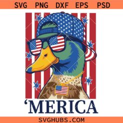 4th of July Mallard Duck Boy SVG, FunnyPatriotic Duck svg, Duck US Flag svg, 4th Of July SVG