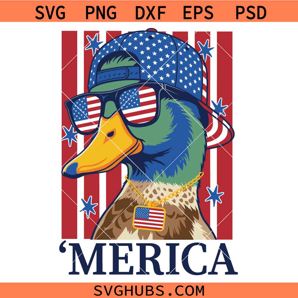 4th of July Mallard Duck Boy SVG, FunnyPatriotic Duck svg, Duck US Flag svg, 4th Of July SVG