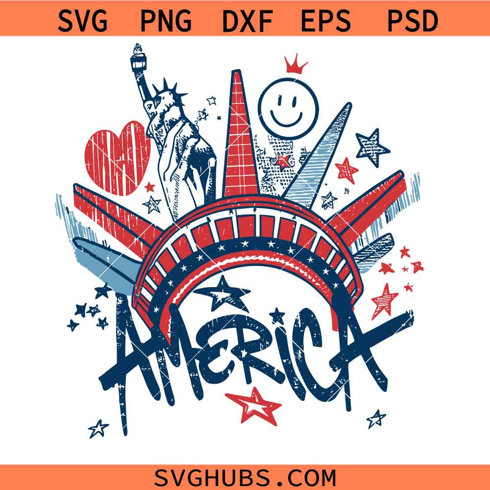 4th of July Statue of Liberty svg png, America 4th July svg png, Graffiti America svg, USA America Flag svg