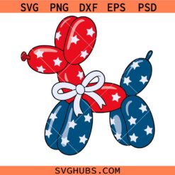 Balloon Dog svg, Coquette 4th of July Svg, Red White Blue svg, Cowboy Dog svg