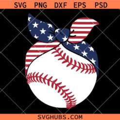 Softball Baseball American Flag Bow SVG, Baseball Mom SVG, Baseball American Flag SVG