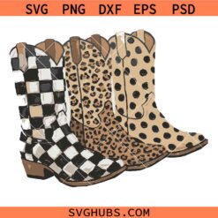 Brush Stroke Cowboy Boots SVG, Leopard Print Cowboy Boots SVG, Western SVG
