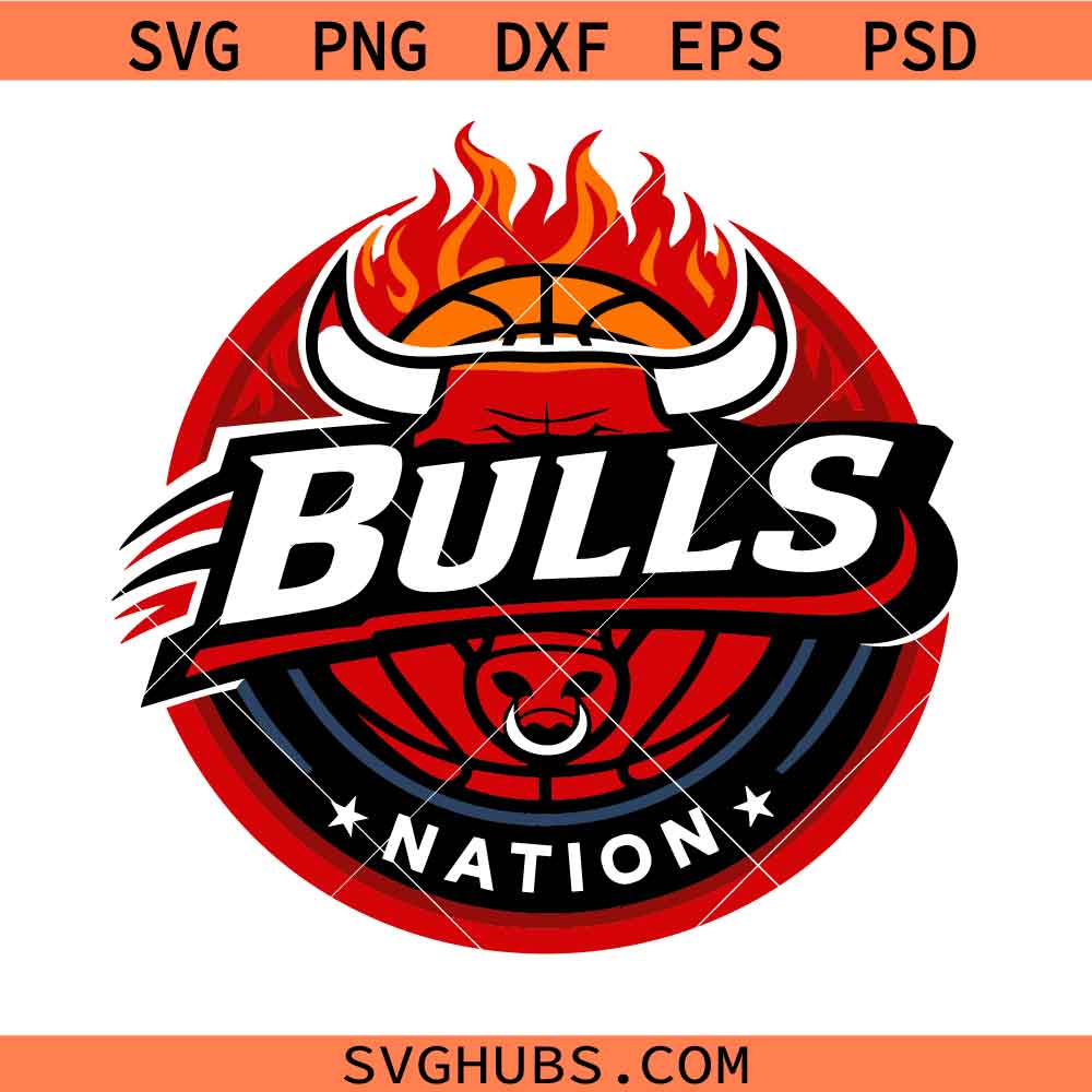 Bulls nation logo svg, Chicago bulls svg, Basketball Team Mascot svg, Basketball Logo Svg