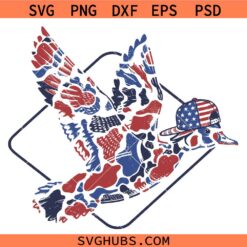 Camo Flying Mallard Duck SVG, American Camo Duck SVG, USA Flag Camo Duck SVG, Patriotic SVG
