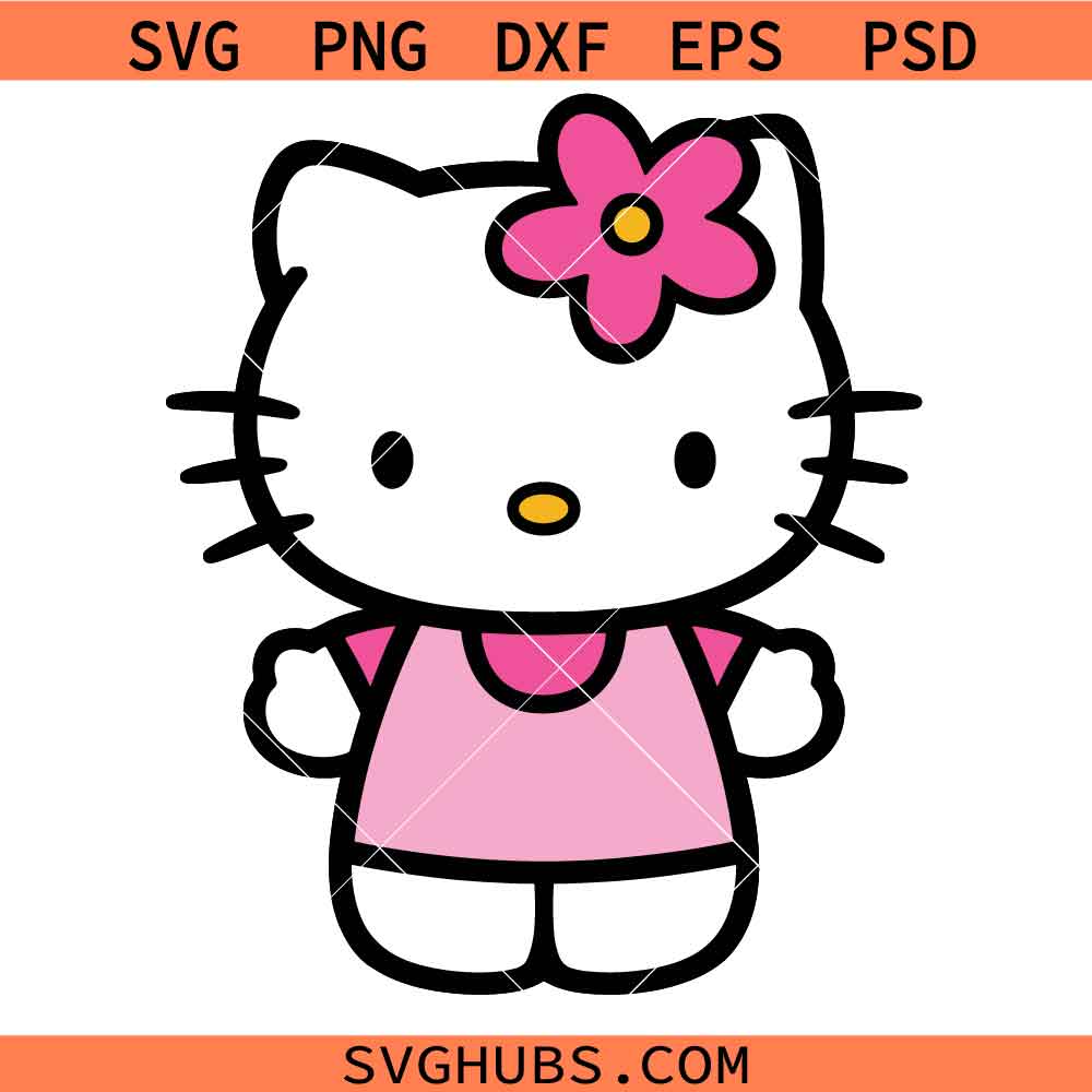 Cute Pink Kitty SVG, Hello Kitty SVG, Kawaii Doll SVG