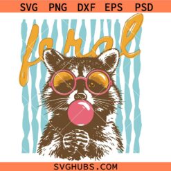 Girl Summer PNG, Preppy Summer svg, Cute Raccoon Bubble Gum Graphic svg