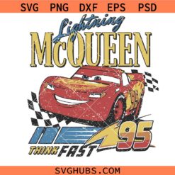 Disney Pixar Lightning McQueen 95 SVG PNG, Disney PNG, McQueen 95 PNG SVG