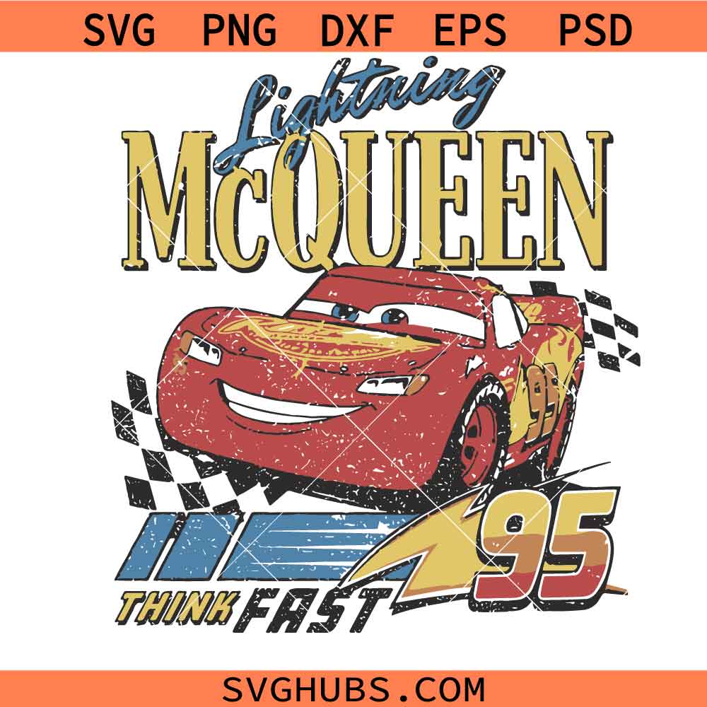 Disney Pixar Lightning McQueen 95 SVG PNG, Disney PNG, McQueen 95 PNG SVG