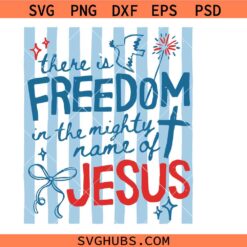 Freedom in the Name of Jesus svg, Vintage Christian 4th of July svg, Preppy Women Patriot svg, USA Bible Verse SVG America EST 1776 SVG