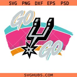 Go Spurs Go Retro svg png, San Antonio Game Day PNG SVG, 90s Neon Basketball svg