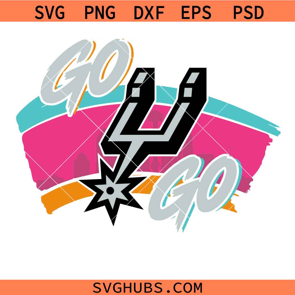 Go Spurs Go Retro svg png, San Antonio Game Day PNG SVG, 90s Neon Basketball svg