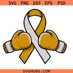 Gold Ribbon Retro Groovy svg, Childhood Cancer Awareness svg
