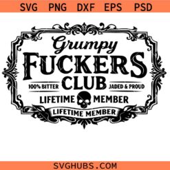 Grumpy Fuckers Club Svg Png , Skull Biker SVG, Sarcastic Adult Humor SVG