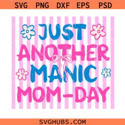 Just Another Manic Mom Day Svg, Retro Manic Monday svg, Checkered Lightning Mom SVG, Coquette Bow Mom Day svg