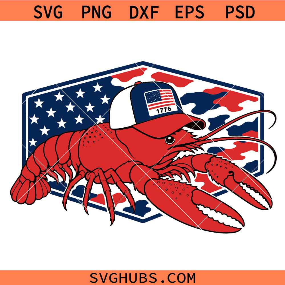 Patriotic Camo Crawfish png svg, 4th of July Crawfish Boil svg png, Louisiana Cajun svg, USA Flag svg png