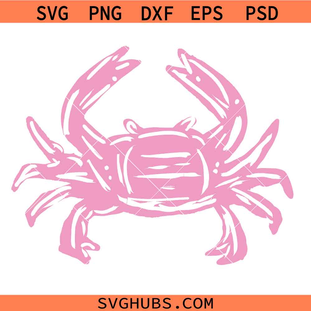 Pink crab SVG, Sea Animal SVG, Crab SVG, Summer SVG, Beach Clipart SVG
