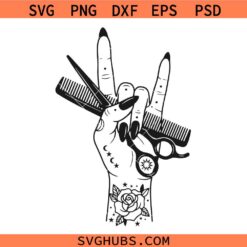 Rock Hand Hairdresser SVG, Beauty Shop SVG, Hairstylist SVG, Barber Shop SVG