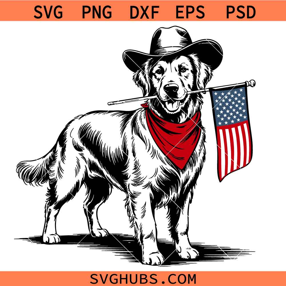 Patriotic Cowboy Dog svg png, Western Dog Svg, American 4th Of July Svg, Dog Lover svg