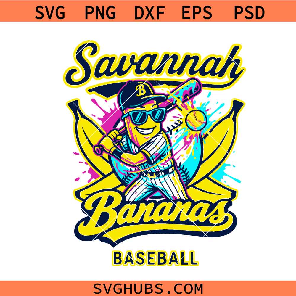Retro Savannah Baseball svg, Vintage Soft svg, Banana fan svg, Summer Sports svg