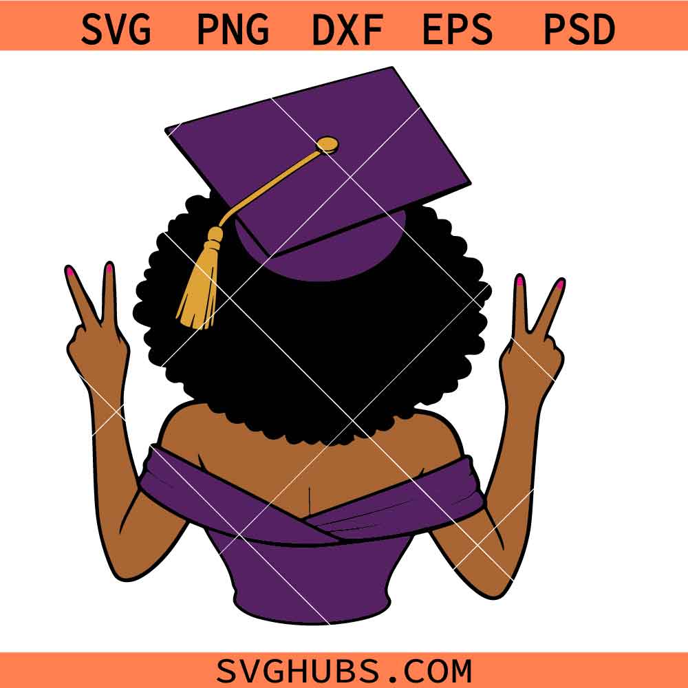 Senior Black Woman svg, African American Graduation Girl png, Black Girl Graduation svg