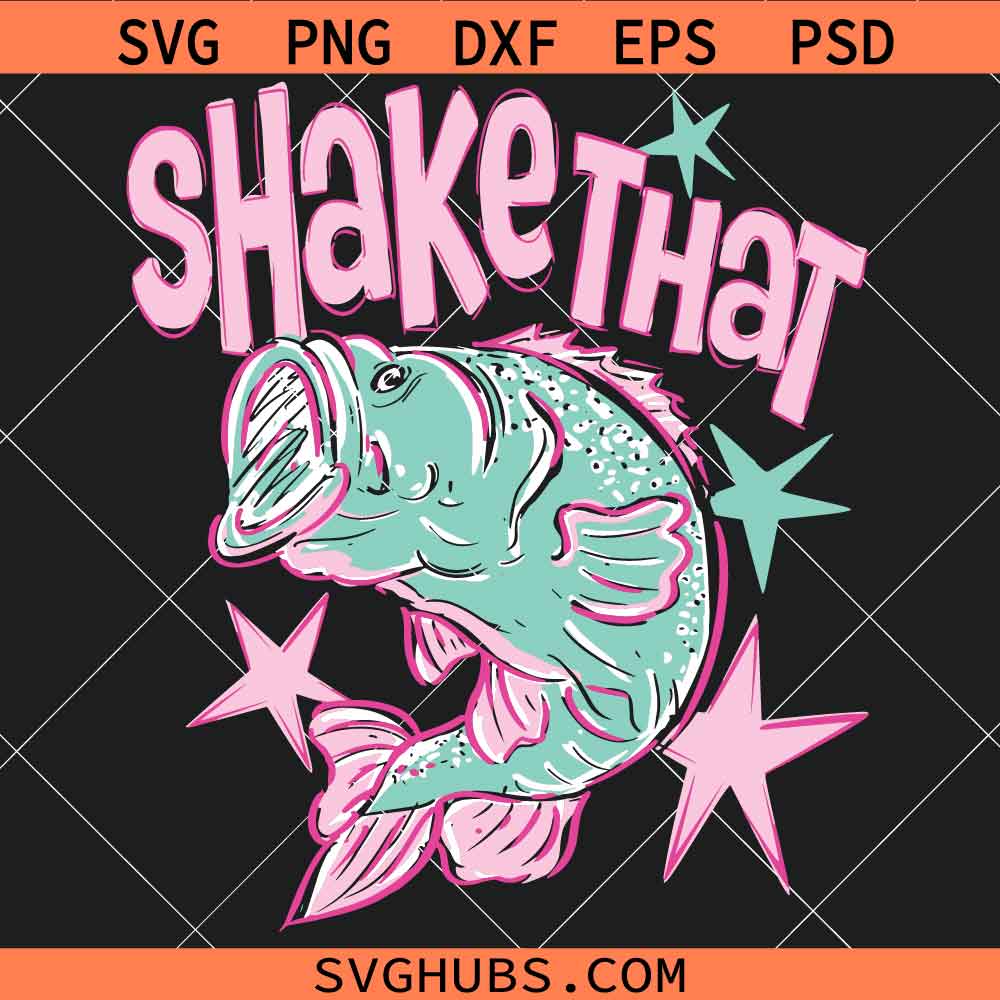 Shake That Bass Fish SVG, Preppy Fishing Design SVG, Bass Fishing SVG