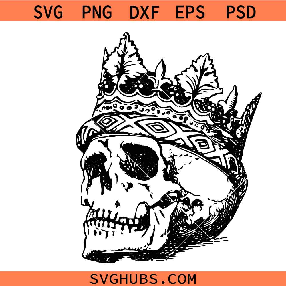 Skull and Crown svg, King Skull Crown svg, Skeleton svg