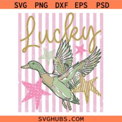 Stripped Lucky duck SVG, St Patricks Day Duck SVG, Lucky Goose SVG