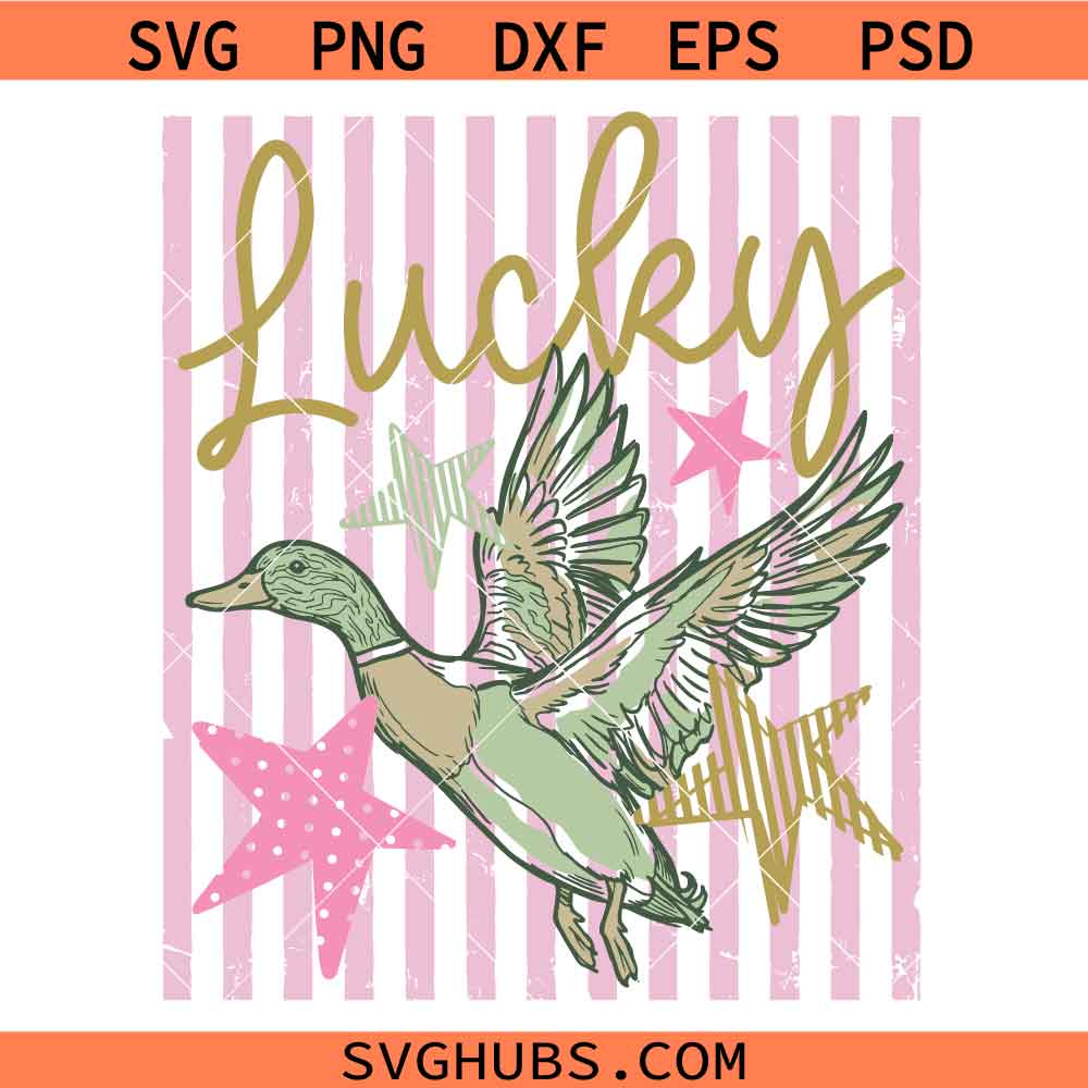 Stripped Lucky duck SVG, St Patricks Day Duck SVG, Lucky Goose SVG