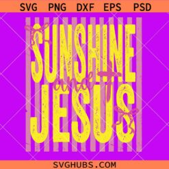 Sunshine and Jesus Pink Yellow Preppy Stripes Coquette Bow Summer Beach Lake SVG