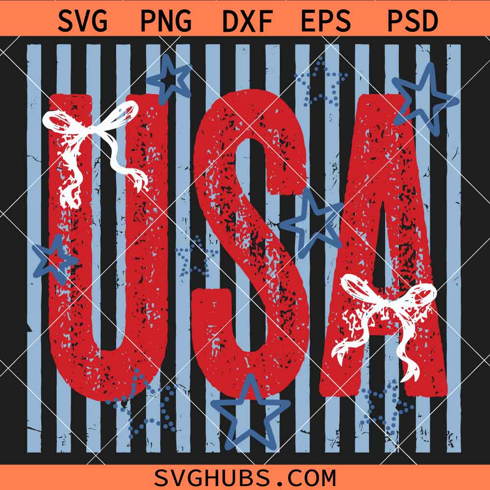 USA Preppy Stripes and Stars SVG, Patriotic July Fourth SVG, Stars and Stripes SVG PNG, 4th of July SVG