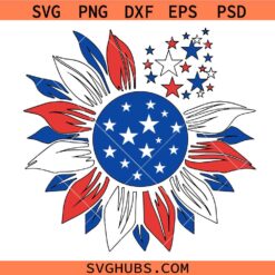 USA Sunflower SVG, American Flag SVG Sunflower Clipart, 4th of July svg, Fourth of July Flower svg