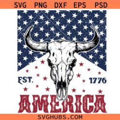 Western Fourth of July svg, USA Bull Skull svg, Country Western svg, Freedom Fourth Of July America svg