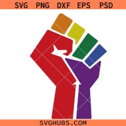 LGBTQ Raised Fist SVG, Rainbow Flag svg, gay fist hand symbol svg, Love is Love svg