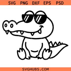 Alligator with sunglasses svg, Crocodile With Glasses svg, Cool Crocodile SVG