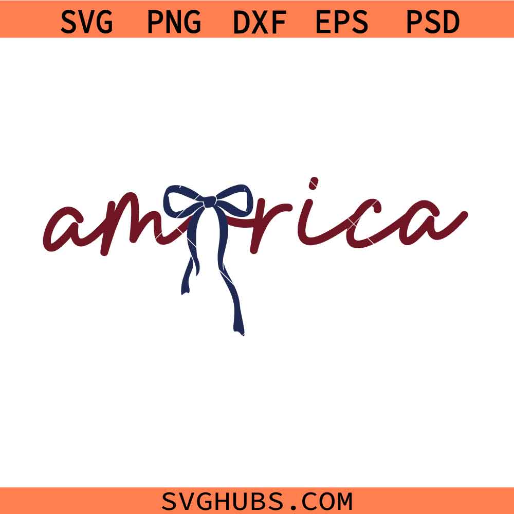 American Coquette Bow Svg, Cute 4th Of July Svg, Independence Day Coquette SVG