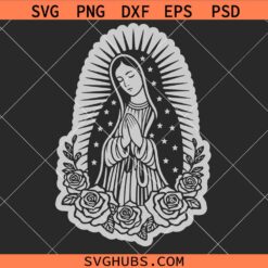 Floral Virgen De Guadalupe SVG, Virgin Mary SVG, Catholic SVG