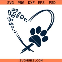 Leopard heart paw print SVG, Leopard Paw Heart SVG, Pet Lover Shirt SVG