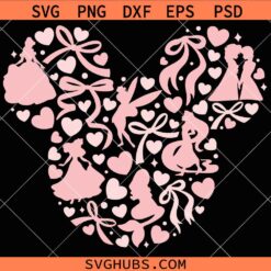 Princess Coquette Bows SVG, Minnie Mouse Head SVG, Disneyland Vacation SVG
