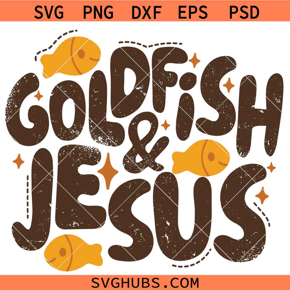 Retro Goldfish and Jesus SVG, Christian Fishing Shirt SVG, Funny Faith svg, Boho SVG